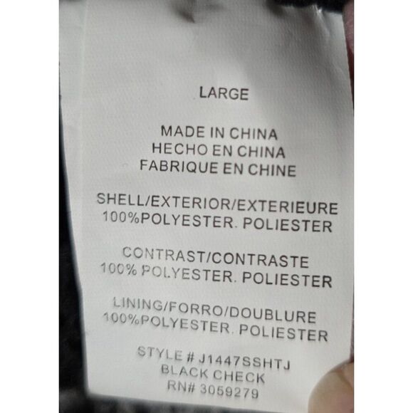 Black & White Buffalo Check Sherpa Fleece Vest Zip Front soft warm cottagecore - Picture 4 of 6